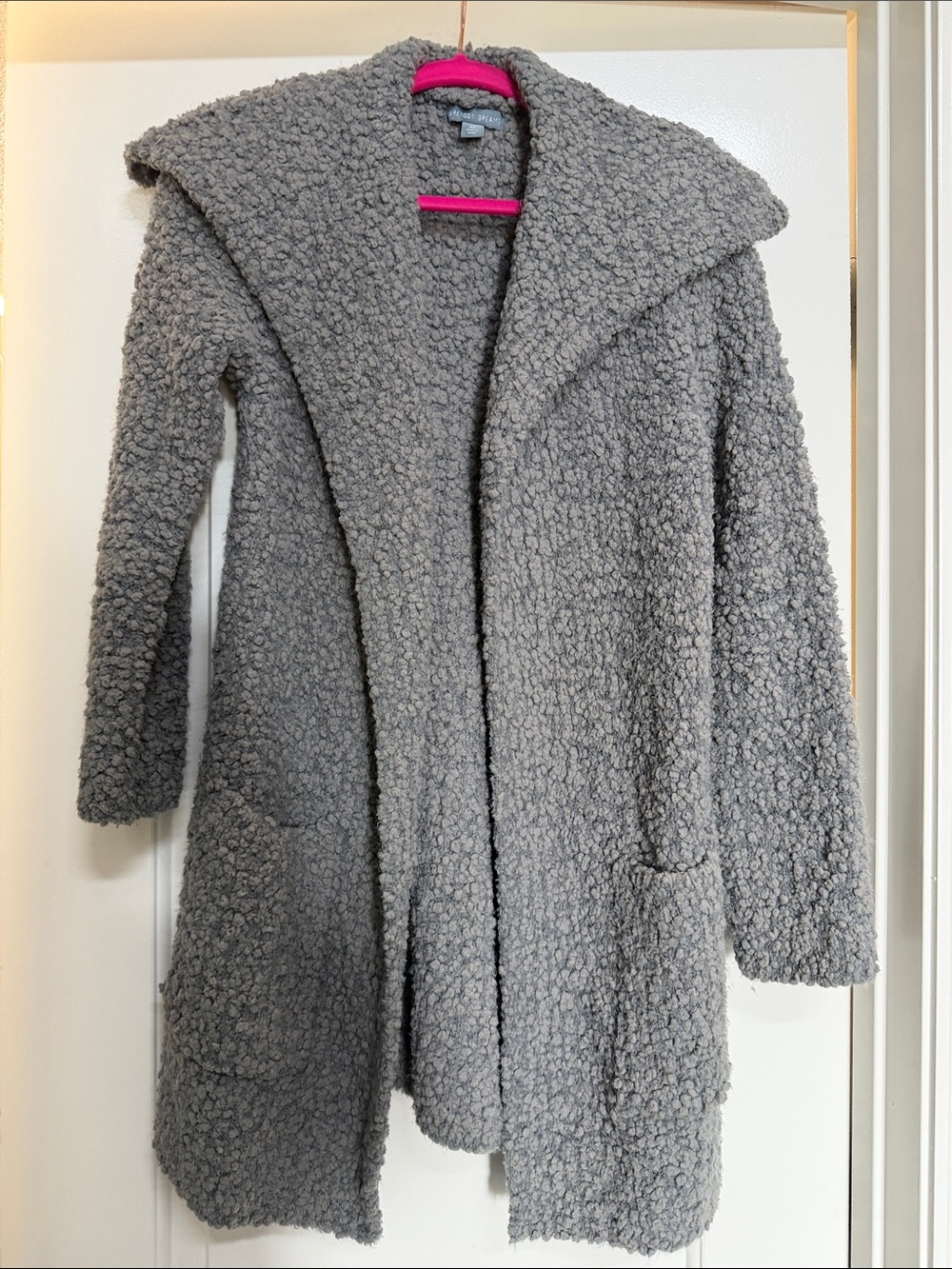 Barefoot Dreams Boucle Cozy Green/Gray Teddy Open-Front Cardigan size XS